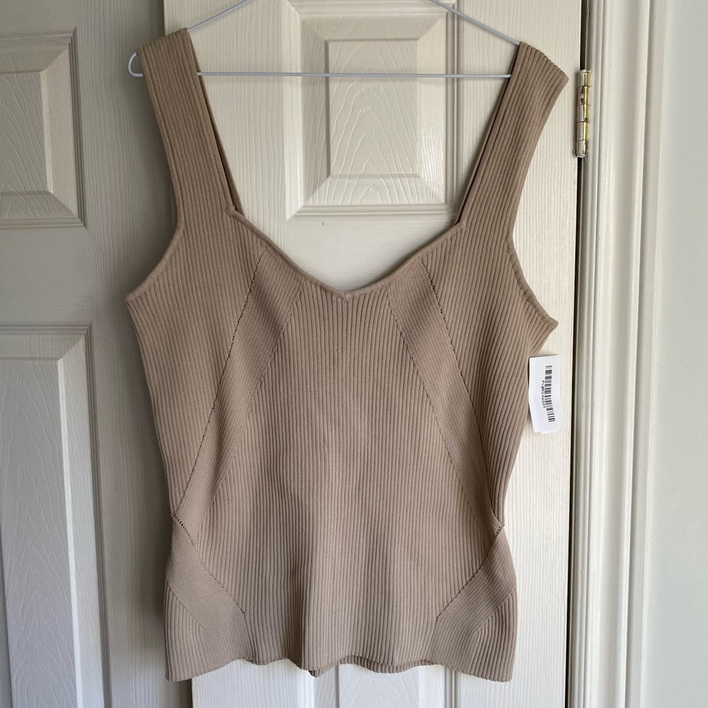 NWT Halogen Taupe Ribbed knit Top